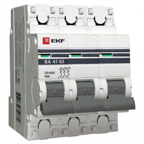 Выключатель автоматический 3P ВА47-63 32А (C) 4.5kA PROxima EKF