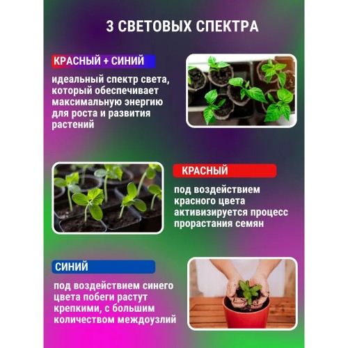 Светильник напольный на треноге светодиодный ТНО-Т2-ФИТО 6Т60 60Вт 6 плафонов, пульт на шнуре, Черный IN HOME