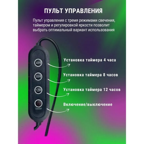 Светильник напольный на треноге светодиодный ТНО-Т2-ФИТО 6Т60 60Вт 6 плафонов, пульт на шнуре, Черный IN HOME