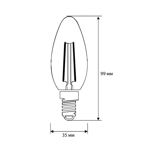 Лампа светодиодная свеча филамент 7Вт, C35-FL, E14, 4500K, 220В Filament Camelion