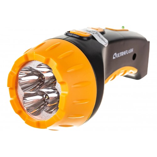 Фонарь светодиодный аккумуляторный Чёрный + Жёлтый, 4 LED, 220В, SLA, Пластик, коробка LED3804 ULTRAFLASH