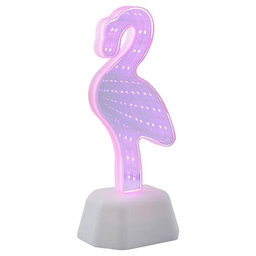 Светильник декоративный зеркальный 3Вт, 3xAA, 82x72x190мм, Пластик, Розовый свет "Фламинго" APEYRON