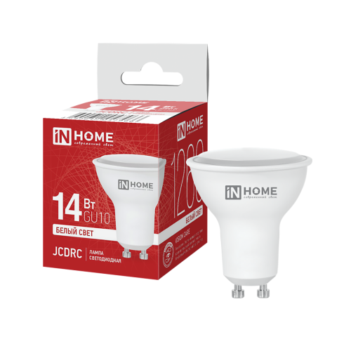 Лампа светодиодная 14Вт, 230В, GU10, 4000K, JCDRC IN HOME