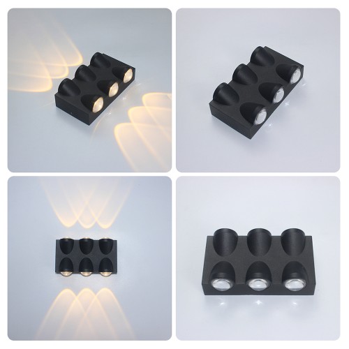 Светильник фасадный светодиодный 6Вт, 3000К, IP54, 480Лм, Черный, 140х80х50мм Apeyron