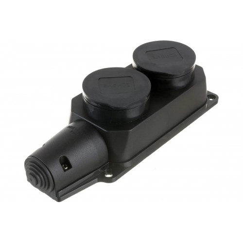 Колодка розеточная 9322 2 гнезда 16A, 230В, IP44, с защитной крышкой, каучуковая IN HOME Фото №3