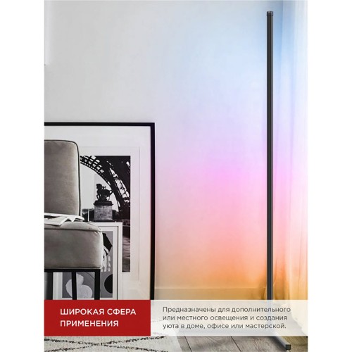 Светильник напольный светодиодный ТСО 01Ч 12Вт RGB, с пультом ДУ, с адаптером ЧЕРНЫЙ IN HOME