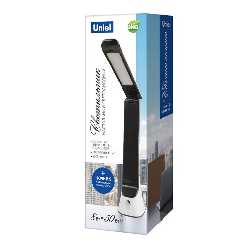 Светильник настольный светодиодный на подставке диммируемый 8Вт, 3000-6000K, 500лм, сенсорный, диммер TLD-564 Uniel