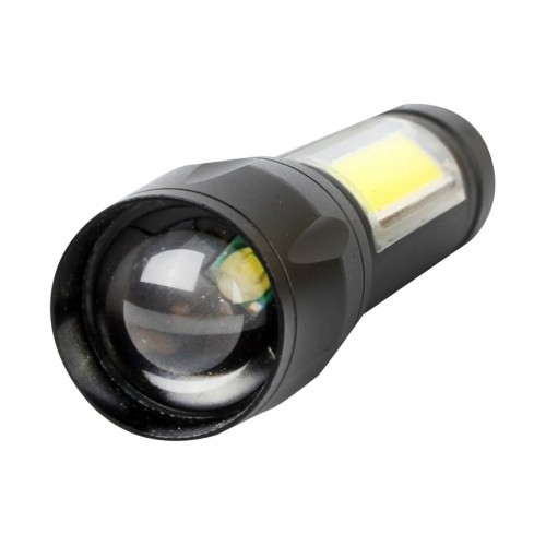Фонарь светодиодный Чёрный, 1 LED XPE-COB, 3 режима, аккум., Алюминий E1337 UltraFlash