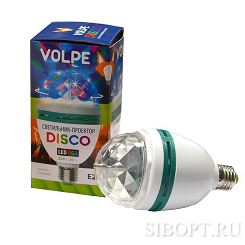 Светильник-проектор светодиодный 3Вт, RGB, E27, Белый ULI-Q301 DISCO Volpe Фото №2