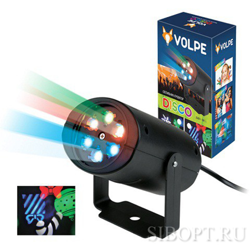 Светильник-проектор светодиодный 4Вт, 220В, RGB, Чёрный XMAS ULI-Q306 DISCO Volpe