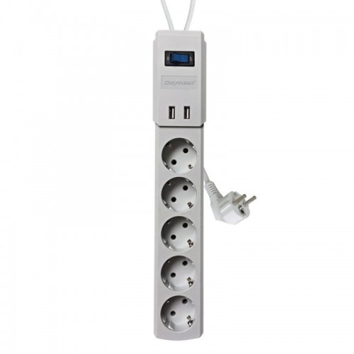 Фильтр сетевой 5 гнезд с заземлением, длина 1,8 метра, 10А, 2xUSB, белый, SP-518USB Спутник