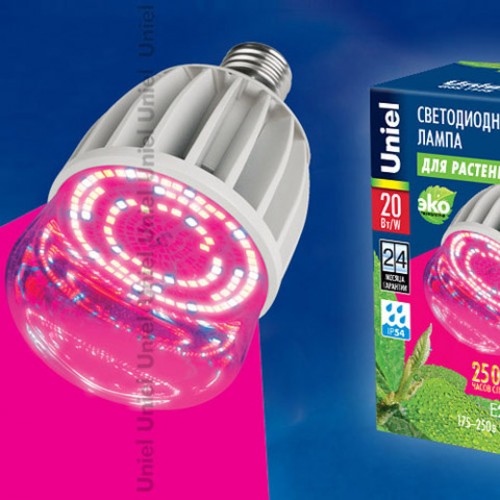Лампа для растений светодиодная 20Вт, M80, E27, Uniel Фото №2