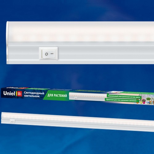 Светильник линейный для растений светодиодный 18Вт, 560мм, IP40, с выключателем, Белый ULI-P10-18W/SPFR IP40 WHITE Uniel