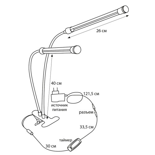 Светильник настольный для растений светодиодный на прищепке 15Вт, 220В, Чёрный ULT-P33-15W/SPSB BLACK Uniel