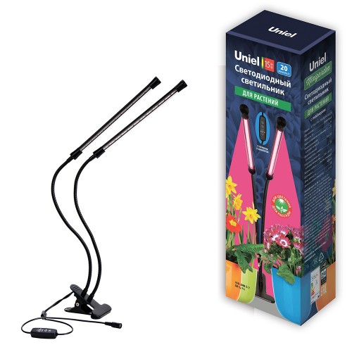 Светильник настольный для растений светодиодный на прищепке 15Вт, 220В, Чёрный ULT-P33-15W/SPSB BLACK Uniel