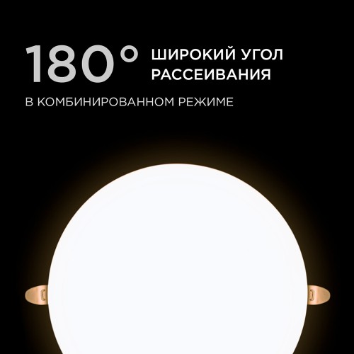Панель светодиодная встраиваемая безрамочная FLP, 32Вт (24Вт+8Вт), 230В/50Гц, 2720лм, 4000К, IP20, ø225х21мм, круг, 3 режима свечения, регулировка под посадочное отверстие ø55-205мм, алюминиевый корпус Apeyron