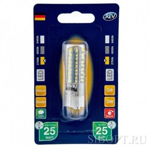 Лампа светодиодная ED JCD G9 3W 2700K теплый свет диммируемая REV Ritter