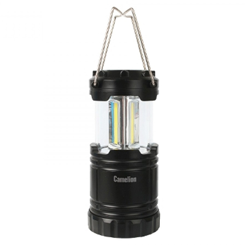 Фонарь светодиодный кемпинговый Чёрный, 3 COB LED, 3xR03, Пластик, коробка LED5632 Camelion