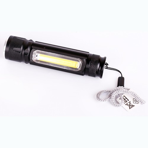 Фонарь светодиодный Чёрный, 2 LED Т6-COB, 3Вт, 4 режима, аккум., USB, Алюминий 51524 UltraFlash