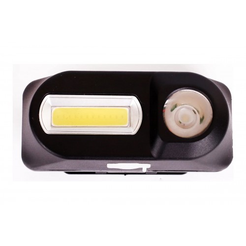 Фонарь светодиодный аккумуляторный налобный черный, 3+3Вт XPE + COB LED, 3,7В, 1 режим, Пластик, бокс LED53763 ULTRAFLASH