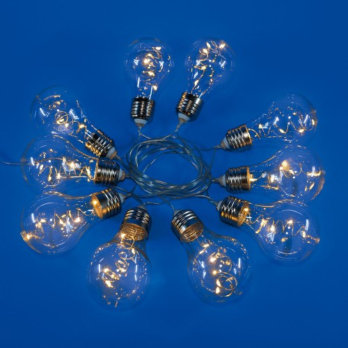 Гирлянда светодиодная на батарейках "Лампочки ретро-1", 10 светодиодов, 1.8 метров, Теплый белый свет, 3AA, IP20 ULD-S1800-050/STB/3AA Warm white Retro Bulbs-1 Uniel