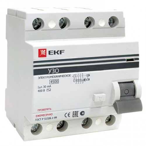 Устройство защитного отключения электромеханическое УЗО ВД-100 4P, 40А/300мА, тип АС PROxima EKF