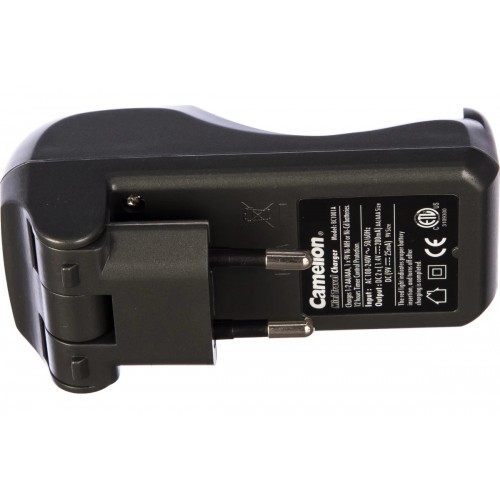 Зарядное устройство 2хAA/2xAAA или 1x9V, складная вилка, таймер, Титановое BC-1001A Camelion