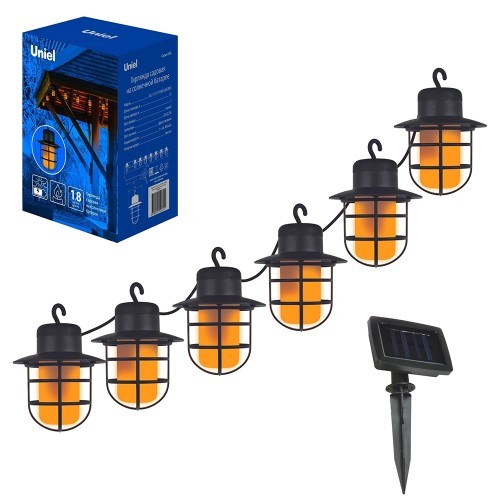 Садовая гирлянда на солнечной батарее "Фонарики". 72 светодиода, Эффект пламени, USL-S-121/PT2500 LANTERNS Uniel