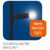 Гирлянда-Бахрома светодиодная с эффектом мерцания, 200 светодиодов, 3x1 метра, Белый цвет IP67, соединяемая ULD-B3010-200/TBK White Uniel