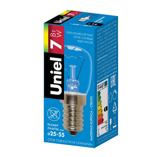Лампа накаливания для холодильника и швейных машин 7Вт IL-F25-CL-07/E14 Uniel Фото №5