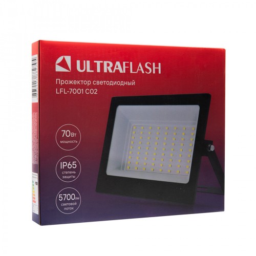 Прожектор светодиодный 70Вт, 220В, 6500K, Чёрный LFL-7001 C02 ULTRAFLASH