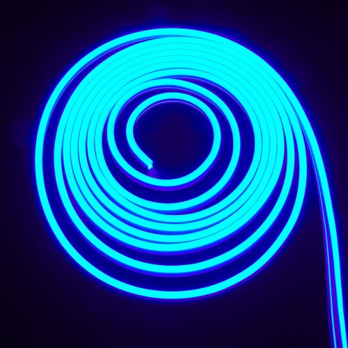 Гибкий светодиодный неон 24В, 10Вт/м, 2835/120 светодиодов/метр, BLUE, IP67, ширина 8мм, длина 15 метров ULS-N11 Uniel Фото №2