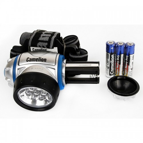 Фонарь светодиодный налобный Металлик, 7LED, 3xR03 в комплекте, 3 режима, Пластик, блистер LED5310-7F3 Camelion Фото №2