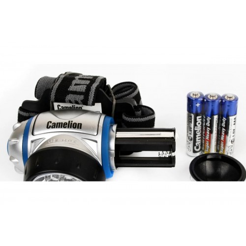 Фонарь светодиодный налобный Металлик, 19LED, 3xR03 в комплекте, 4 режима, Пластик, LED5313-19F4 Camelion