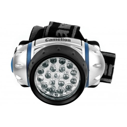 Фонарь светодиодный налобный Металлик, 19LED, 3xR03 в комплекте, 4 режима, Пластик, LED5313-19F4 Camelion