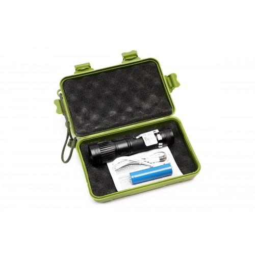 Фонарь светодиодный Чёрный, 1 LED-COB, 4 режима, аккум., фокус луча, USB, Алюминий 5333 UltraFlash