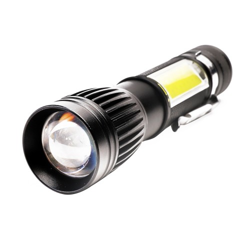 Фонарь светодиодный Чёрный, 1 LED-COB, 4 режима, аккум., фокус луча, USB, Алюминий 5333 UltraFlash