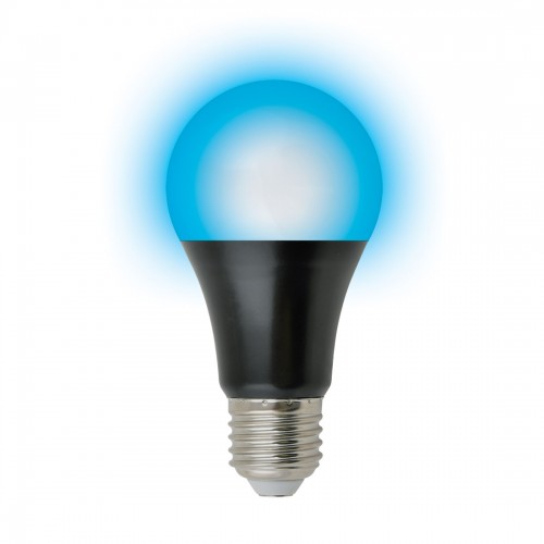 Лампа светодиодная груша 9Вт, A60, E27, ультрафиолетовая, 220В для дискотек (410nm) PLZ07BK Uniel Фото №2