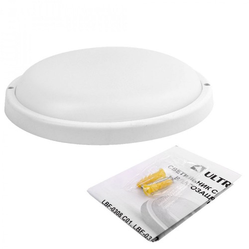 Светильник влагозащищённый светодиодный 8Вт, 4000K, 220В, IP65, круглый, Белый LBF-0308 C01 ULTRAFLASH