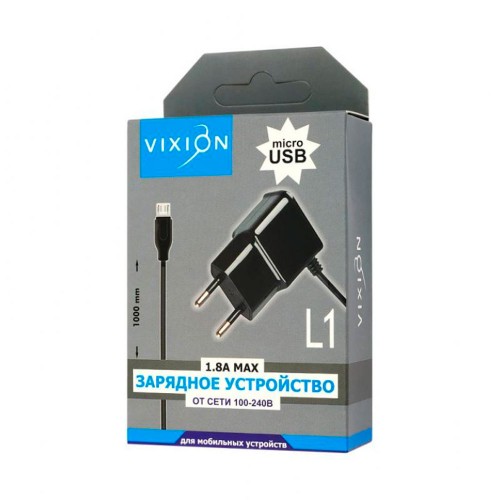 Адаптер сетевой micro-USB кабель Черный L1 VIXION