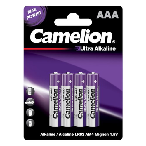 Батарейки щелочные BL4 LR03 ULTRA  Alkaline (LR03-BP4UT) Camelion