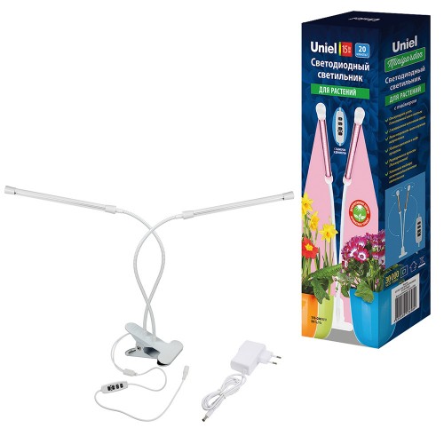 Светильник настольный для растений светодиодный на прищепке 15Вт, 220В, Белый ULT-P33-15W/SPLE WHITE Uniel Фото №19