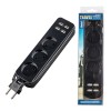 Удлинитель бытовой 3 гнезда, без заземления, 10А, длина 1.8 метра, 4xUSB 2.1A TRAVEL S-CT3-1,8U BLACK Uniel