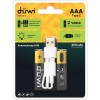 Аккумулятор USB-С, ААА, 450мАч, (Li-ion), 1,2В, BL-2, кабель для зарядки, Duwi