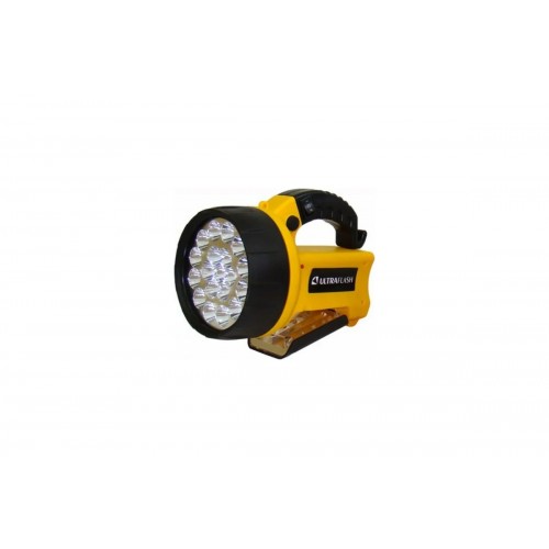 Фонарь светодиодный аккумуляторный Жёлтый, 19 LED, 220В/12V, 4V 2Ah, Пластик, коробка UF3712LED ULTRAFLASH