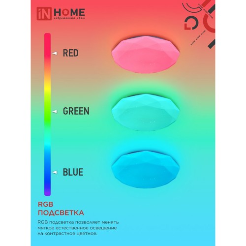 Светильник светодиодный COMFORT DIAMOND-RGB 75Вт 230В 3000-6500K 6000Лм 500x90мм с пультом дистанционного управления IN HOME