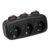 S-GES3-16OB BLACK Разветвитель сетевой с выключателм, с/з. 3 гнезда. 16А, 3500Вт. Черный. ТМ Uniel