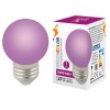 Лампа светодиодная шар 1Вт, G45, E27, Фиолетовый, 220В 3 светодиода Volpe