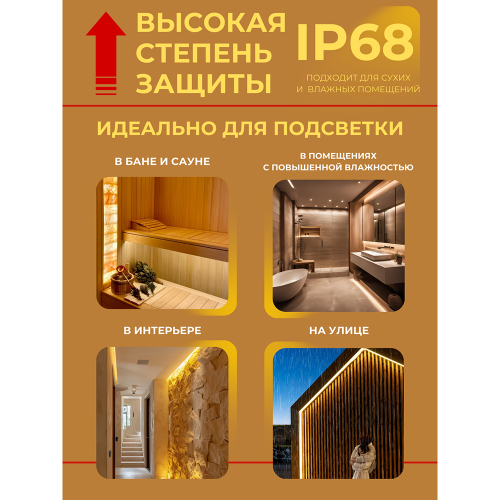Термолента для бани и сауны GLS-2835-180-14.4-12-IP68-NTS-3 Фото №4