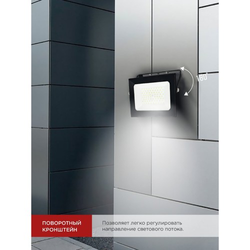 Прожектор светодиодный 100Вт, 220В, 6500K, Чёрный СДО-7 IN HOME